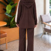 Hooded French Terry Jogger Two-Piece Set Brown - Image 4