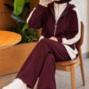 Hooded French Terry Jogger Two-Piece Set Plum - Afbeelding 2
