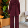 Hooded French Terry Jogger Two-Piece Set Plum - Afbeelding 4