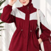 Cord-Trimmed Striped Two-Piece Set Burgundy - Imagen 3