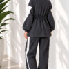 Cord-Trimmed Striped Two-Piece Set Smoke - Afbeelding 4