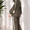 Cord-Trimmed Striped Two-Piece Set Khaki - Image 4