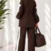 Cord-Trimmed Striped Two-Piece Set Brown - Afbeelding 4