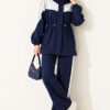 Cord-Trimmed Striped Two-Piece Set Navy Blue - immagine 2