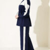 Cord-Trimmed Striped Two-Piece Set Navy Blue - immagine 4