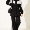 Cord-Trimmed Striped Two-Piece Set Black – Bild 2