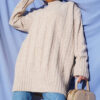 Wide Ribbed Knit Soft Tunic Beige