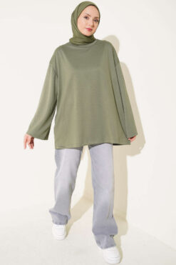 Alternative view of Loose-Sleeve Loungewear Tunic Khaki