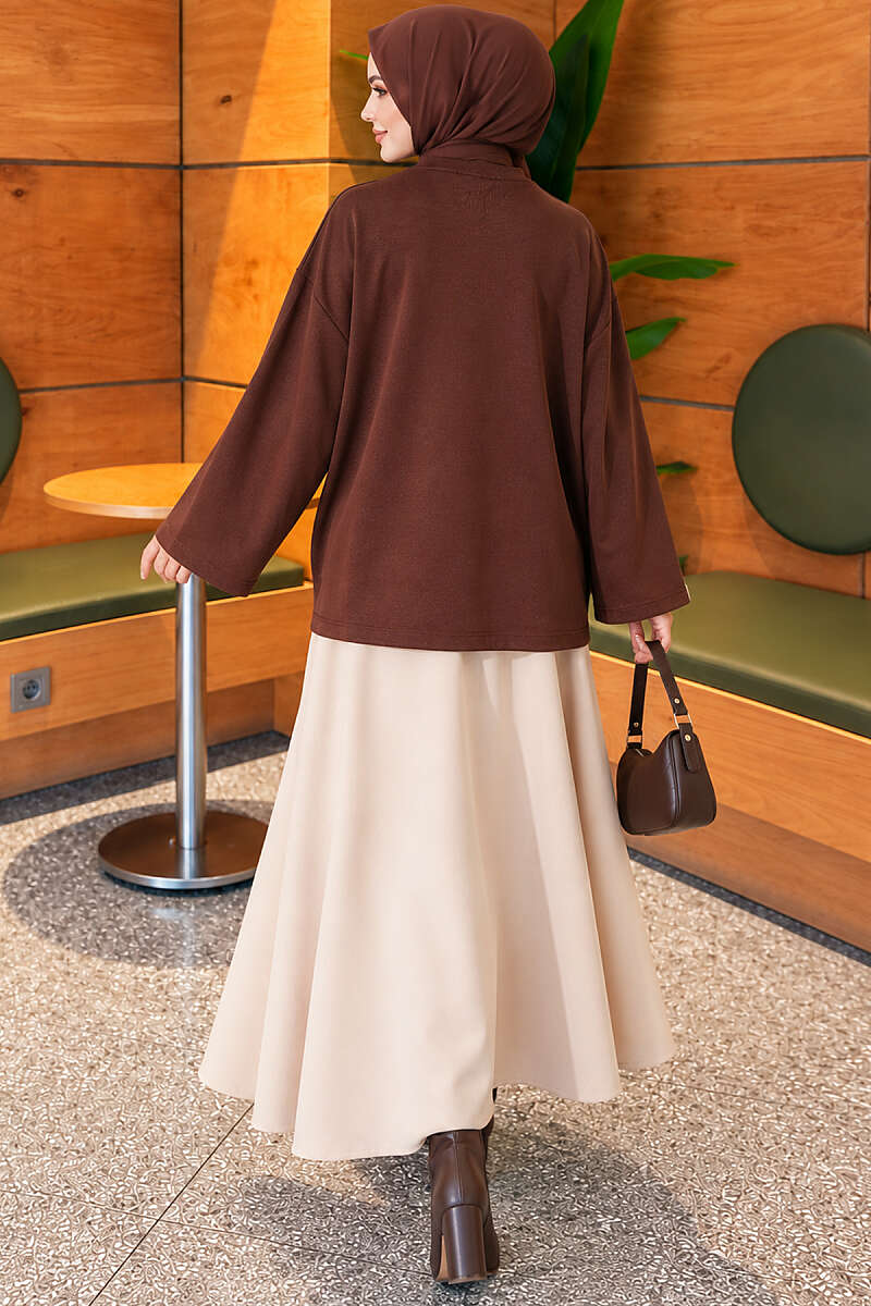 Loose-Sleeve Loungewear Tunic Brown - Afbeelding 4