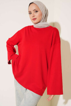Loose-Sleeve Loungewear Tunic Red