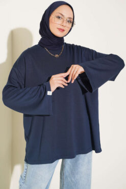 Loose-Sleeve Loungewear Tunic Navy Blue