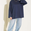 Loose-Sleeve Loungewear Tunic Navy Blue - immagine 2