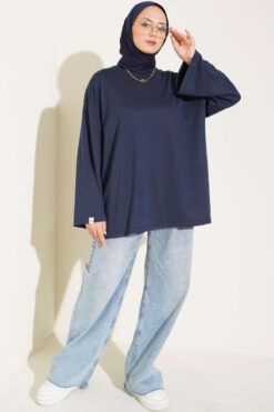 Alternative view of Loose-Sleeve Loungewear Tunic Navy Blue