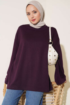 Loose-Sleeve Loungewear Tunic Plum