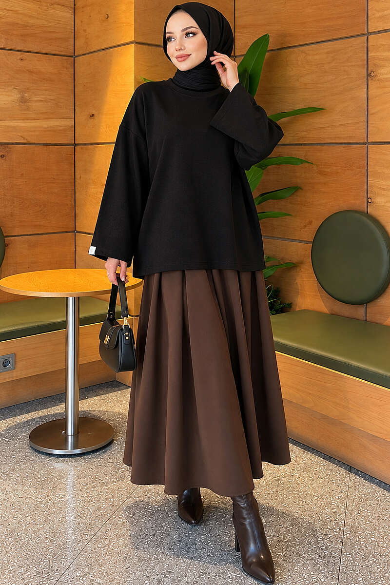 Loose-Sleeve Loungewear Tunic Black – Image 2