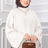 Wide-Sleeve Short Crop Knit Sweater Ecru