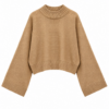 Wide-Sleeve Short Crop Knit Sweater Mink - Image 2