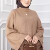 Wide-Sleeve Short Crop Knit Sweater Mink - Image 4