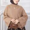 Wide-Sleeve Short Crop Knit Sweater Mink