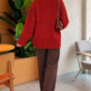 Wide-Sleeve Rib-Knitted Top Burgundy - Image 4