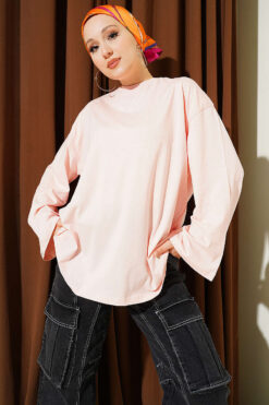 Wide Sleeve Basic Tunic Salmon