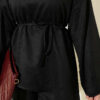 Wide-Sleeve French Terry Two-Piece Set with Belt Black - Image 4