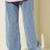 ⁦Wide-Leg Palazzo Denim Pants Blue⁩ - الصورة ⁦3⁩