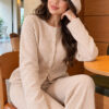 Wide-Leg Blouse and Basic Two-Piece Set Beige - Imagen 2