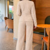 Wide-Leg Blouse and Basic Two-Piece Set Beige - Imagen 4