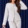 Wide-Leg Blouse and Basic Two-Piece Set Grey - Imagen 2