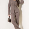 Wide-Leg Blouse and Basic Two-Piece Set Mink