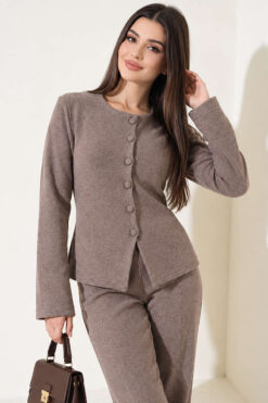 Alternative view of Wide-Leg Blouse and Basic Two-Piece Set Mink