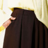 Wide Pleated Pocket Skirt Pants Dark Brown – Image 4