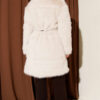 Long Coat with Wide Collar and Faux Fur Trim Beige - Image 3