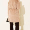 Long Coat with Wide Collar and Faux Fur Trim Camel - الصورة 3