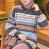 Geometric Patterned Knit Sweater Smoke