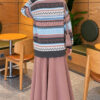 Geometric Patterned Knit Sweater Smoke - immagine 4