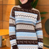 Geometric Patterned Knit Sweater Brown