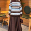 Geometric Patterned Knit Sweater Brown - الصورة 4