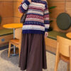 Geometric Patterned Knit Sweater Navy Blue – Bild 2