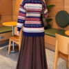Geometric Patterned Knit Sweater Navy Blue – Bild 4