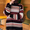 Geometric Patterned Knit Sweater Black