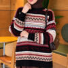 Geometric Patterned Knit Sweater Black – Bild 3