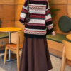 Geometric Patterned Knit Sweater Black – Bild 4
