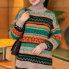 Geometric Patterned Knit Sweater Mink