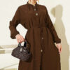 Long Tunic with Hidden Button Two-Piece Set Brown - Imagen 2