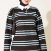 Hidden Button Horizontal Striped Tunic Dark Brown - immagine 4