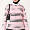 Hidden Button Horizontal Striped Tunic Pink - immagine 2