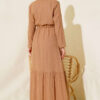 Hidden Half-Button Dress Camel - Image 3