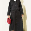 Two-Piece Set with Chest Pocket and Hem Edge Black